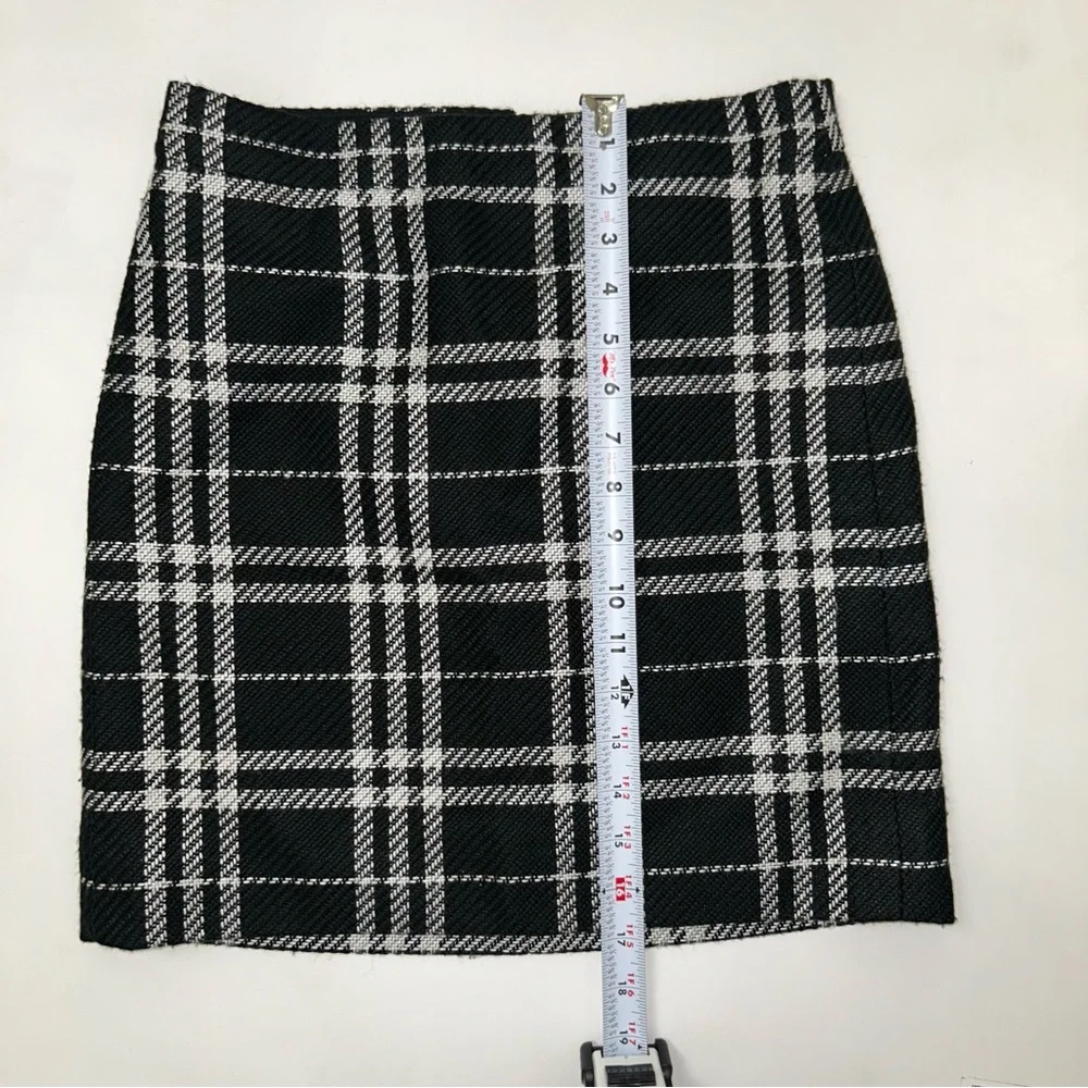 J.Crew Black White Check Plaid Mini Skirt Wool Blend Lined Preppy Classic 00